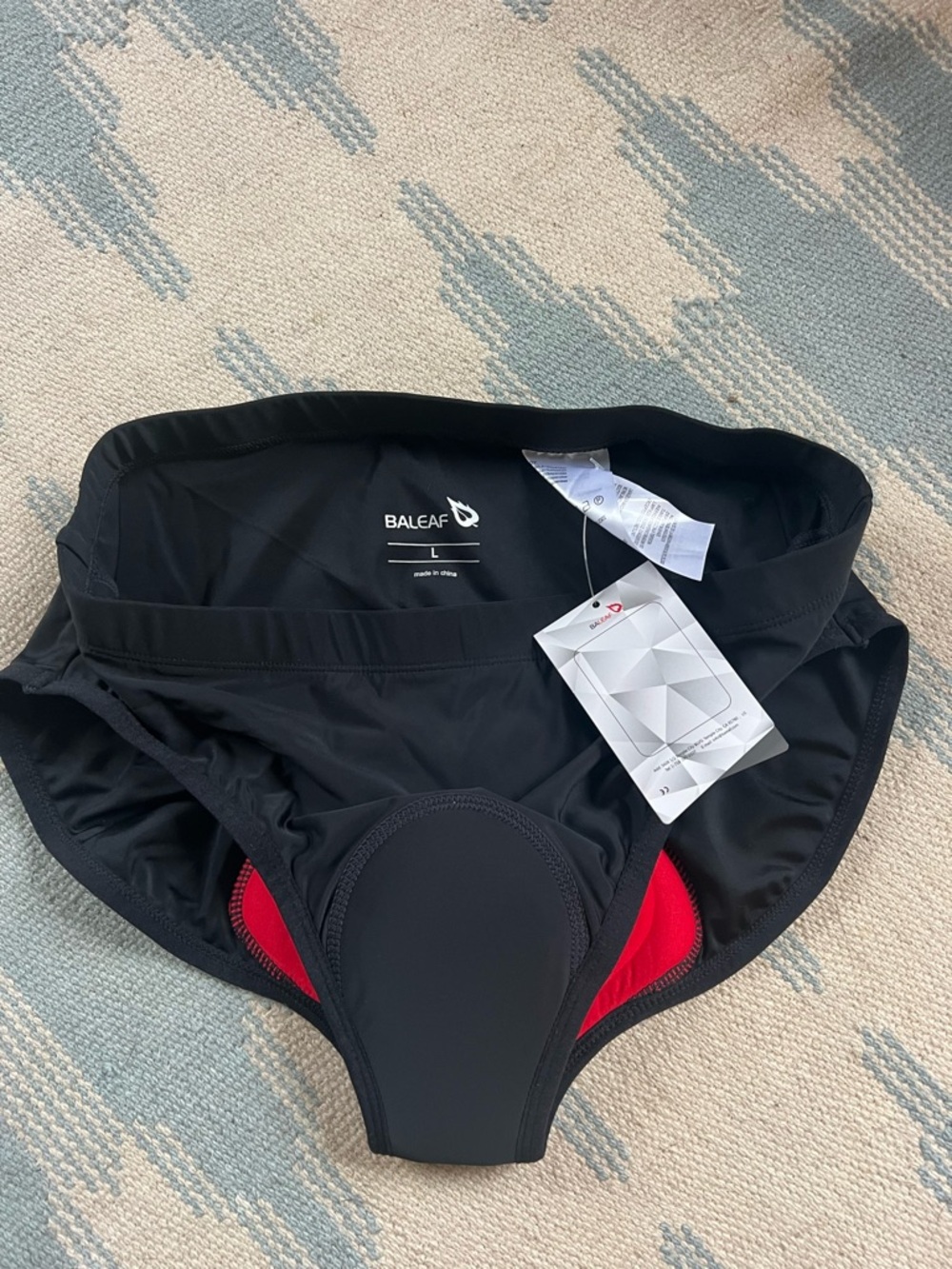 BALEAF Black Cycling Briefs with Red Lining
